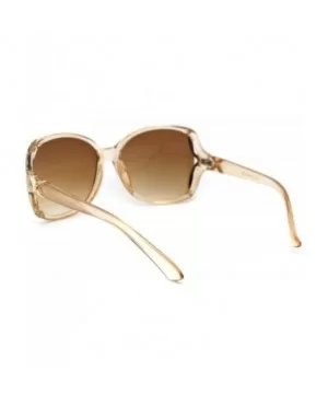 Womens Rhinestone Butterfly Designer Fashion Plastic Sunglasses - Beige Brown - CB18WMQ9X0Z $9.70 Oversized