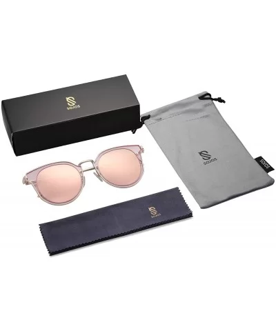 Fashion Round Polarized Sunglasses for Women UV400 Mirrored Lens SJ1057 - 0c2 Rose Gold Frame/Pink Mirrored Lens - CX18039SIW...