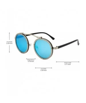 Vintage Round Steampunk Sunglasses Metal Frame For Men or Women 1762 - Silver-blue - C1186X02ON3 $8.72 Round