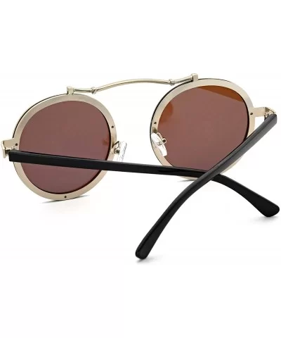 Vintage Round Steampunk Sunglasses Metal Frame For Men or Women 1762 - Silver-blue - C1186X02ON3 $8.72 Round