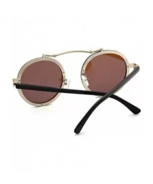 Vintage Round Steampunk Sunglasses Metal Frame For Men or Women 1762 - Silver-blue - C1186X02ON3 $8.72 Round