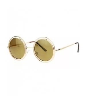 Unisex Double Frame Hippie Round Circle Lens Pimp Sunglasses - Gold Brown - CO12L9XN2I5 $8.46 Round