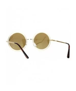 Unisex Double Frame Hippie Round Circle Lens Pimp Sunglasses - Gold Brown - CO12L9XN2I5 $8.46 Round