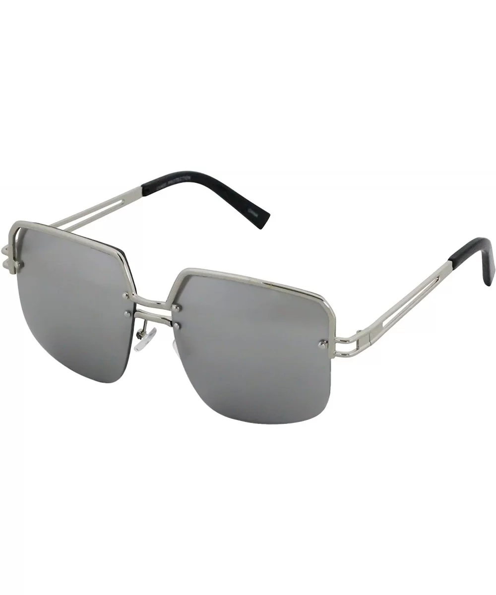 Design Double Bridge Square Metal Frame Vintage Fashion Sunglasses - Silver - CW18TH8LA26 $6.04 Square