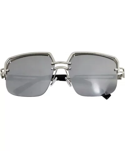 Design Double Bridge Square Metal Frame Vintage Fashion Sunglasses - Silver - CW18TH8LA26 $6.04 Square