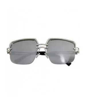 Design Double Bridge Square Metal Frame Vintage Fashion Sunglasses - Silver - CW18TH8LA26 $6.04 Square