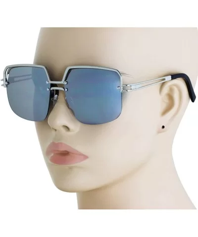 Design Double Bridge Square Metal Frame Vintage Fashion Sunglasses - Silver - CW18TH8LA26 $6.04 Square