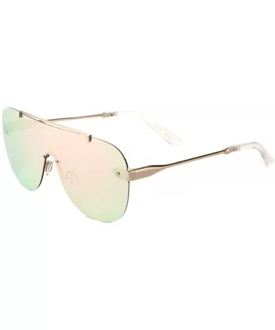 Color Mirror Rimless One Piece Shield Lens Dot Stud Modern Aviator Sunglasses - Rose Gold - CV190ISANM8 $13.33 Aviator