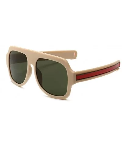 Retro Oversized Square Sunglasses for Women with Flat Lens - Dark Green - CR18TWOEDX8 $14.49 Oversized