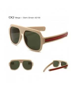 Retro Oversized Square Sunglasses for Women with Flat Lens - Dark Green - CR18TWOEDX8 $14.49 Oversized