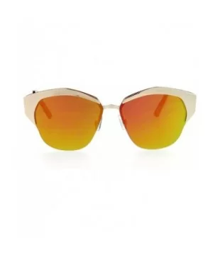 Retro Chic Sunglasses Womens Fashion Half Rim Flat Frame Flat Lens - Gold (Orange Mirror) - CQ188QLMNI7 $8.16 Butterfly