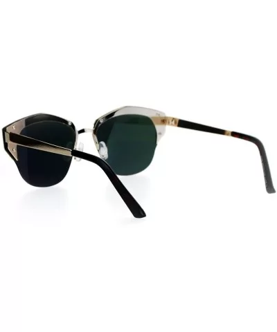 Retro Chic Sunglasses Womens Fashion Half Rim Flat Frame Flat Lens - Gold (Orange Mirror) - CQ188QLMNI7 $8.16 Butterfly