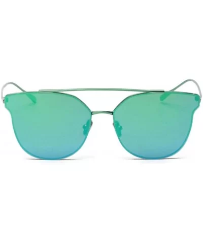 Women Cat Eye Vintage Mirror UV400 Sunglasses Coating Glasses Eyewear - Green - CL182DUAR50 $9.83 Goggle