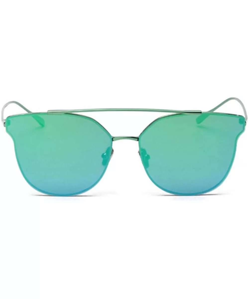 Women Cat Eye Vintage Mirror UV400 Sunglasses Coating Glasses Eyewear - Green - CL182DUAR50 $9.83 Goggle