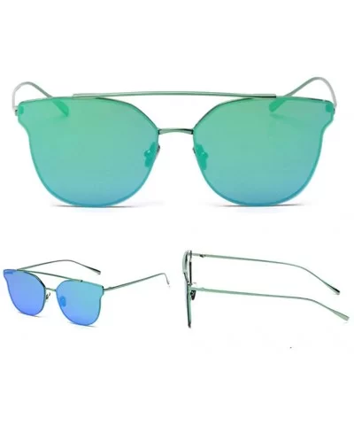 Women Cat Eye Vintage Mirror UV400 Sunglasses Coating Glasses Eyewear - Green - CL182DUAR50 $9.83 Goggle