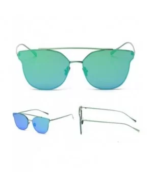 Women Cat Eye Vintage Mirror UV400 Sunglasses Coating Glasses Eyewear - Green - CL182DUAR50 $9.83 Goggle