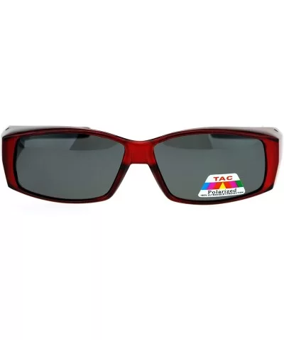 Unisex Polarized Rectangular 55mm Over the Glasses Fit Over Sunglasses - Red - CV12MYEKCCD $10.64 Rectangular