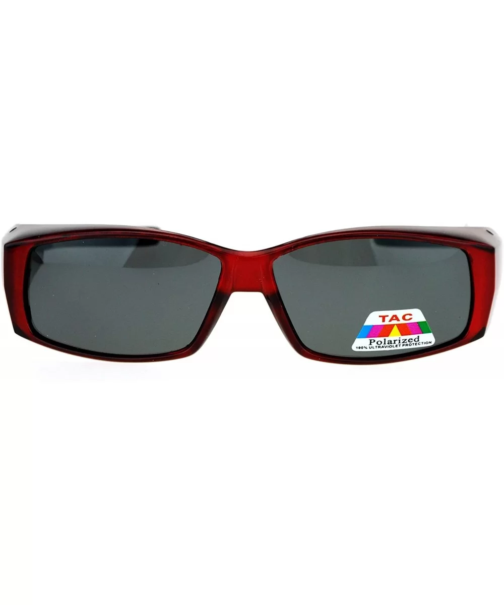 Unisex Polarized Rectangular 55mm Over the Glasses Fit Over Sunglasses - Red - CV12MYEKCCD $10.64 Rectangular