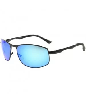 Metal Frame Spring Hinges Polycarbonate Lens Polarized Sunglasses Men Women - Black/Blue Mirror - CN186L8C853 $29.70 Rectangular