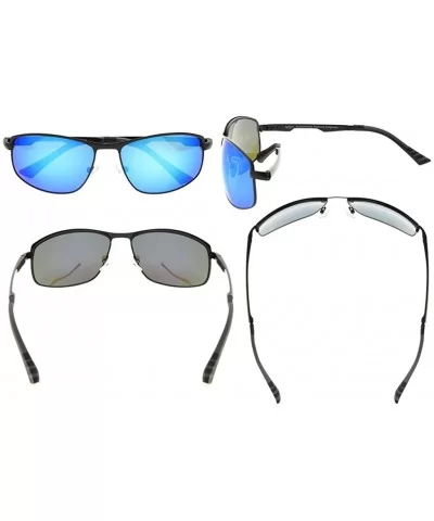 Metal Frame Spring Hinges Polycarbonate Lens Polarized Sunglasses Men Women - Black/Blue Mirror - CN186L8C853 $29.70 Rectangular