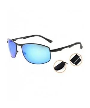 Metal Frame Spring Hinges Polycarbonate Lens Polarized Sunglasses Men Women - Black/Blue Mirror - CN186L8C853 $29.70 Rectangular