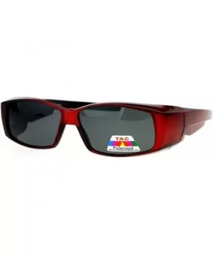 Unisex Polarized Rectangular 55mm Over the Glasses Fit Over Sunglasses - Red - CV12MYEKCCD $10.64 Rectangular