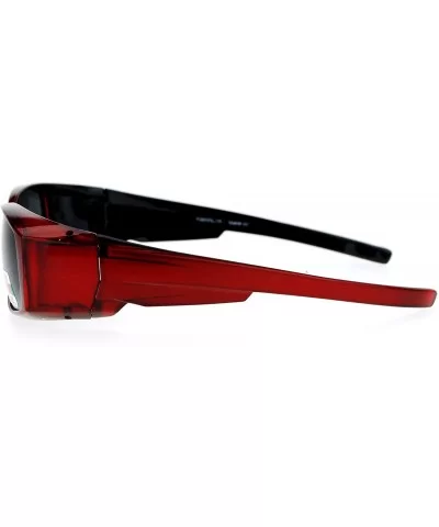 Unisex Polarized Rectangular 55mm Over the Glasses Fit Over Sunglasses - Red - CV12MYEKCCD $10.64 Rectangular