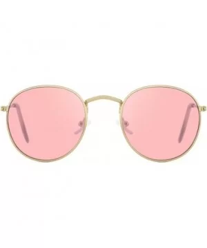 Retro Round Sunglasses for Women Hippie Small Face Metal Frame UV 400 Protection - Pink - CU18UAN37X4 $8.32 Round