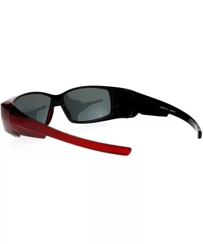 Unisex Polarized Rectangular 55mm Over the Glasses Fit Over Sunglasses - Red - CV12MYEKCCD $10.64 Rectangular