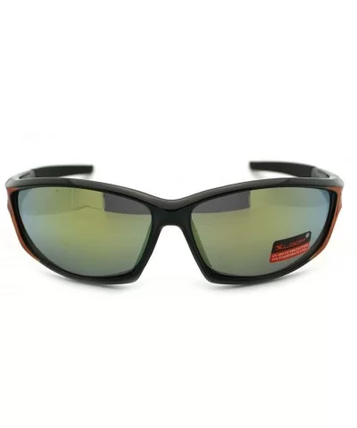 Mens Xloop Sunglasses Oval Rectangular Wrap Around Sports Shades - Black Orange - C511RZ64F0F $8.78 Rectangular