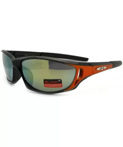 Mens Xloop Sunglasses Oval Rectangular Wrap Around Sports Shades - Black Orange - C511RZ64F0F $8.78 Rectangular