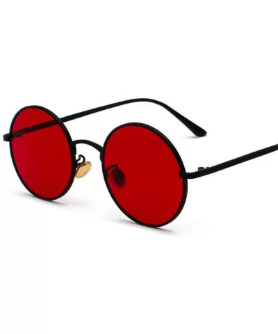 Sunglasses with Red Lenses Round Metal Frame Vintage Retro Glasses Unisex as in Photo Full Black - CO194ORAM6Y $18.66 Round