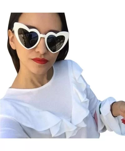 New Women Retro Beach Sunglasses Fashion Heart-shaped Shades Sunglasses Integrated UV Glasses - A - CA18SSTO0IK $4.96 Goggle