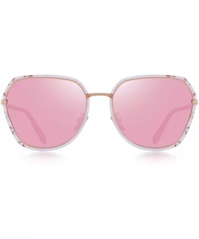 Women Cat Eye Polarized Sunglasses Womens Polarized Mirror with Case - Pink Mirror - C618S2YGCA4 $22.76 Oversized