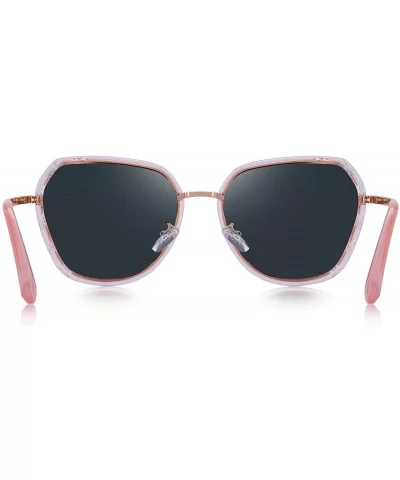 Women Cat Eye Polarized Sunglasses Womens Polarized Mirror with Case - Pink Mirror - C618S2YGCA4 $22.76 Oversized