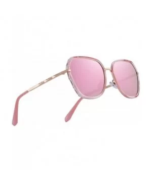 Women Cat Eye Polarized Sunglasses Womens Polarized Mirror with Case - Pink Mirror - C618S2YGCA4 $22.76 Oversized