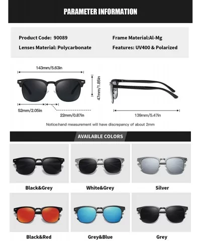 Men Women Polarized Alloy Sunglasses Aluminum Magnesium Frame Sun Glasses Driving Glasses Male 90089 - Black Grey - CD18X20DY...