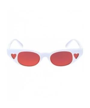 Womens Narrow Cat Eye Heart Shape Side Lens Plastic Sunglasses - White Red Mirror - CP18S6DEDAA $6.26 Rectangular