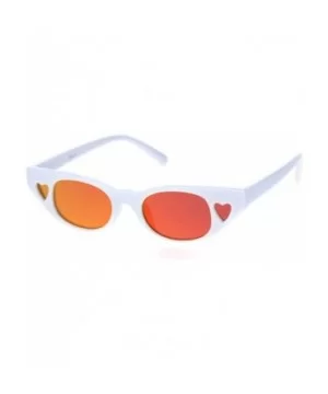 Womens Narrow Cat Eye Heart Shape Side Lens Plastic Sunglasses - White Red Mirror - CP18S6DEDAA $6.26 Rectangular