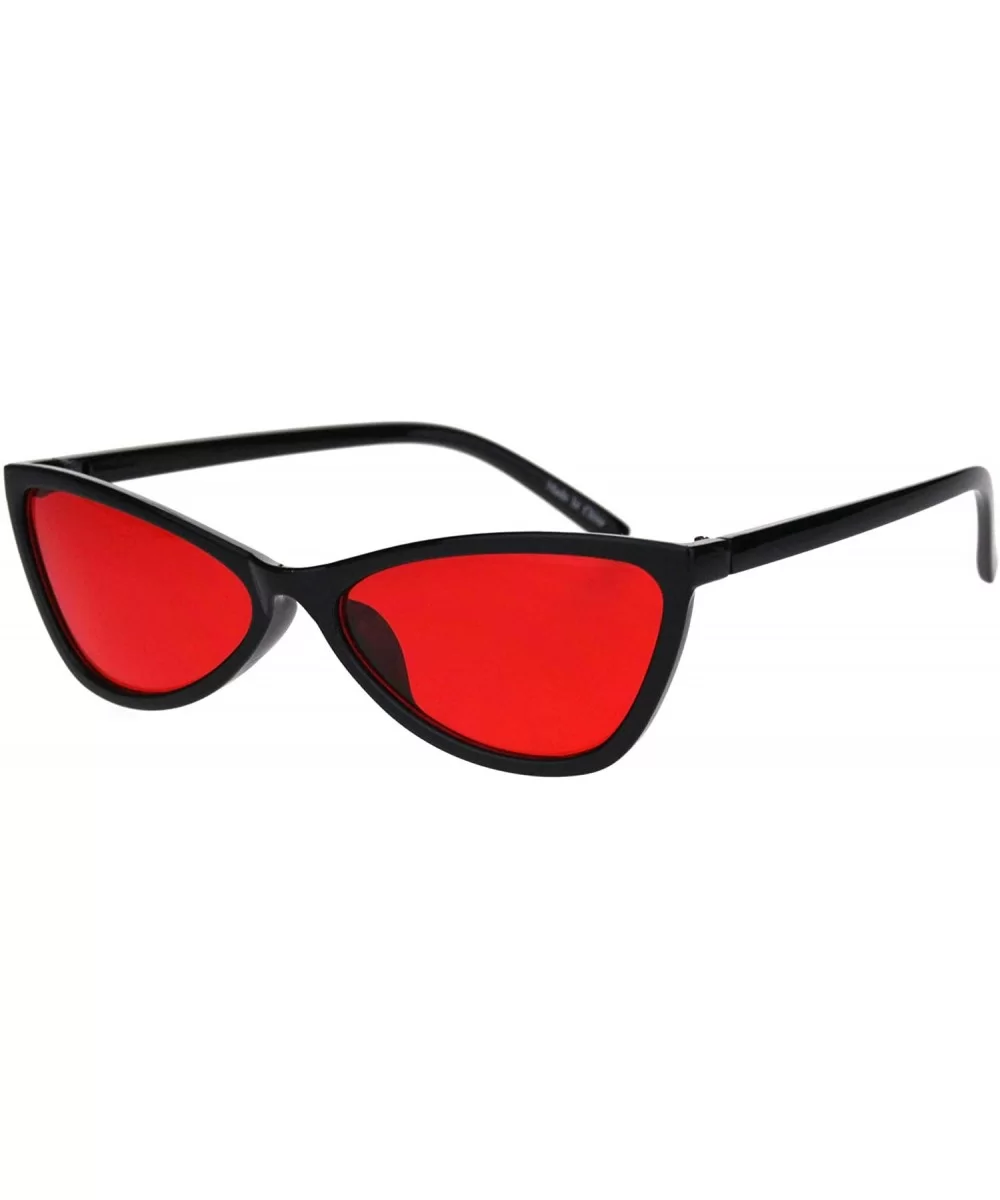 Womens Wide Butterfly Cateye Sunglasses Unique Stylish Shades UV 400 - Black (Red) - CV18S9XQ4G9 $7.54 Butterfly