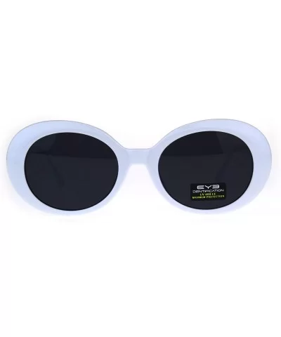 White Mod Womens Oval Round Retro Plastic Minimal Sunglasses - C8189Y4EYO7 $8.85 Oval