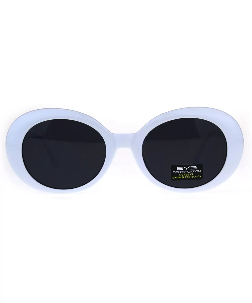 White Mod Womens Oval Round Retro Plastic Minimal Sunglasses - C8189Y4EYO7 $8.85 Oval