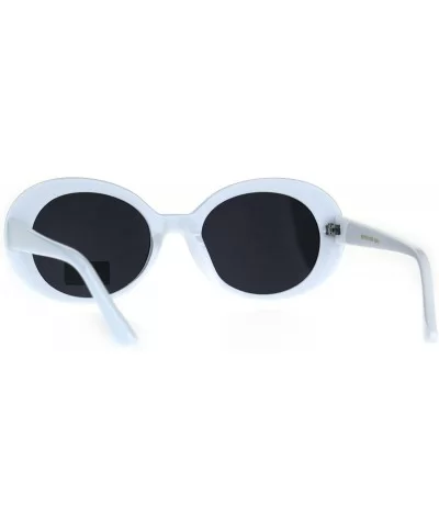 White Mod Womens Oval Round Retro Plastic Minimal Sunglasses - C8189Y4EYO7 $8.85 Oval