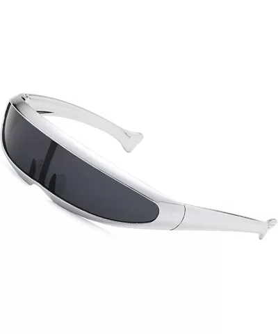 Futuristic Cyclops Sunglasses For Cosplay Narrow Cyclops Adult Party Glasses Wrap - 4 - CA18H3SGDOG $6.12 Wrap