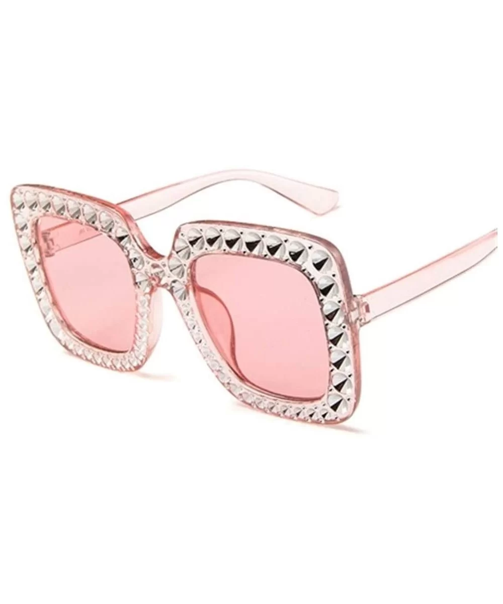 Shining Diamond Sunglasses Women Brand Design Flash Square Shades Female Mirror Sun Glasses - 1 - CD18X5LXG9C $13.10 Square