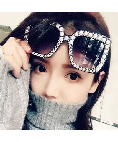 Shining Diamond Sunglasses Women Brand Design Flash Square Shades Female Mirror Sun Glasses - 1 - CD18X5LXG9C $13.10 Square