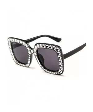 Shining Diamond Sunglasses Women Brand Design Flash Square Shades Female Mirror Sun Glasses - 1 - CD18X5LXG9C $13.10 Square