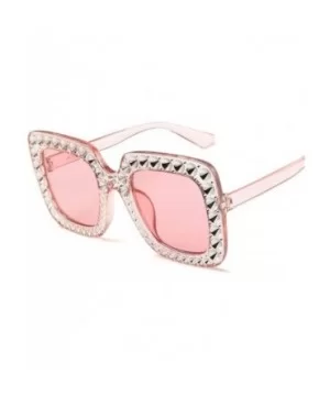 Shining Diamond Sunglasses Women Brand Design Flash Square Shades Female Mirror Sun Glasses - 1 - CD18X5LXG9C $13.10 Square