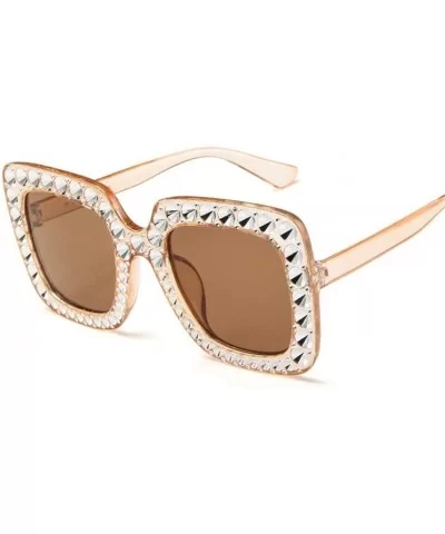 Shining Diamond Sunglasses Women Brand Design Flash Square Shades Female Mirror Sun Glasses - 1 - CD18X5LXG9C $13.10 Square