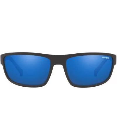 Men's An4259 Borrow Rectangular Sunglasses - Matte Black/Blue Mirror - CF18R4IM38U $55.65 Sport